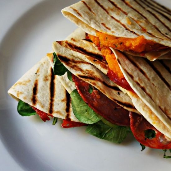 Quesadilla de Chorizo e Batata Doce