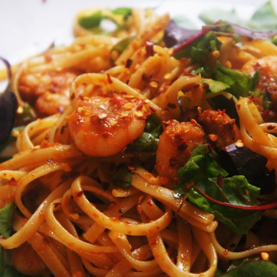 Receita de Linguine com Camarão do Jamie Oliver